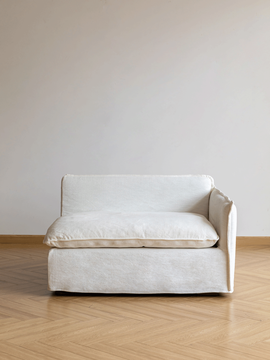 Cream cotton fabric 2 seater sofa folding ear color swatches.