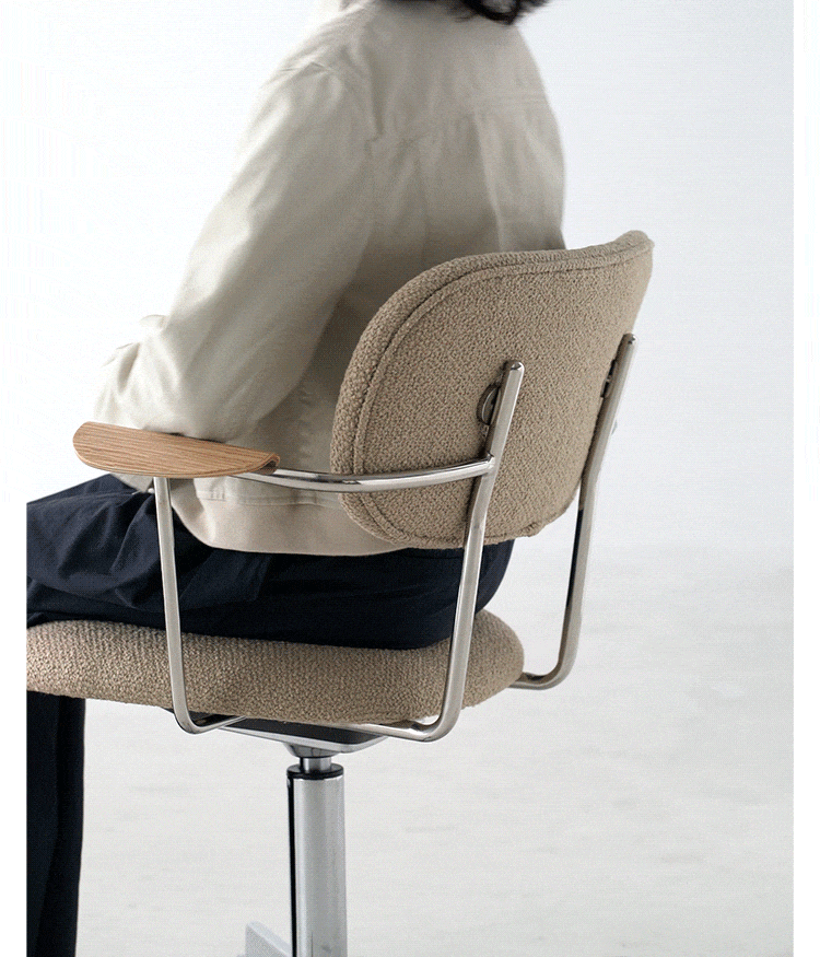 Minimalist boucle fabric study chair aodo in real life style.