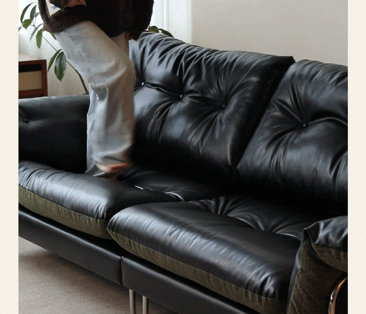 Vintage microfiber leather and fabric 4 seater sofa oasis in details.