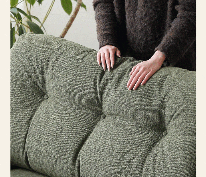 Vintage microfiber leather and fabric 4 seater sofa oasis in panoramic view.