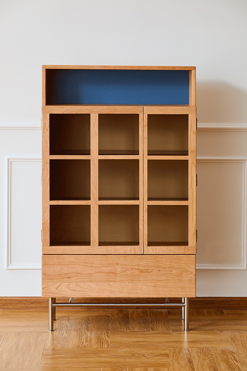 Scandinavian Cherry Wood Display Cabinet TIME