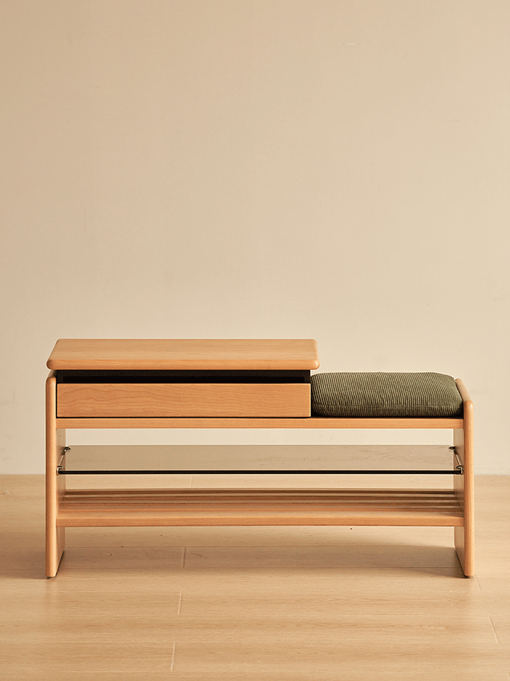 Scandinavian Cherry Wood Shoe Changing Bench MORI
