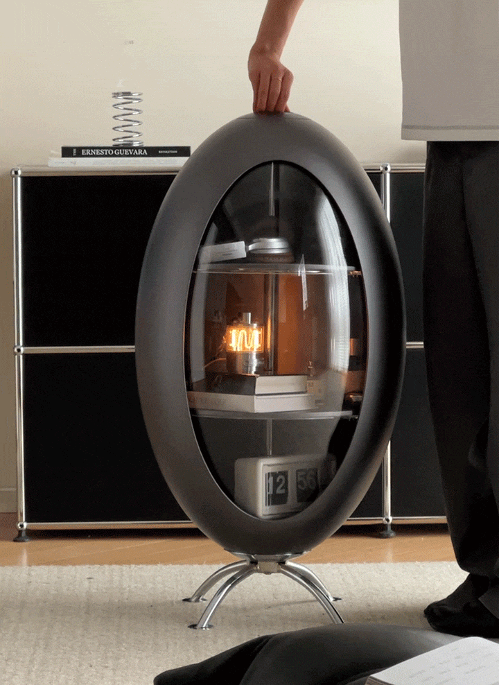 Minimalist abs side cabinet egg in real life style.