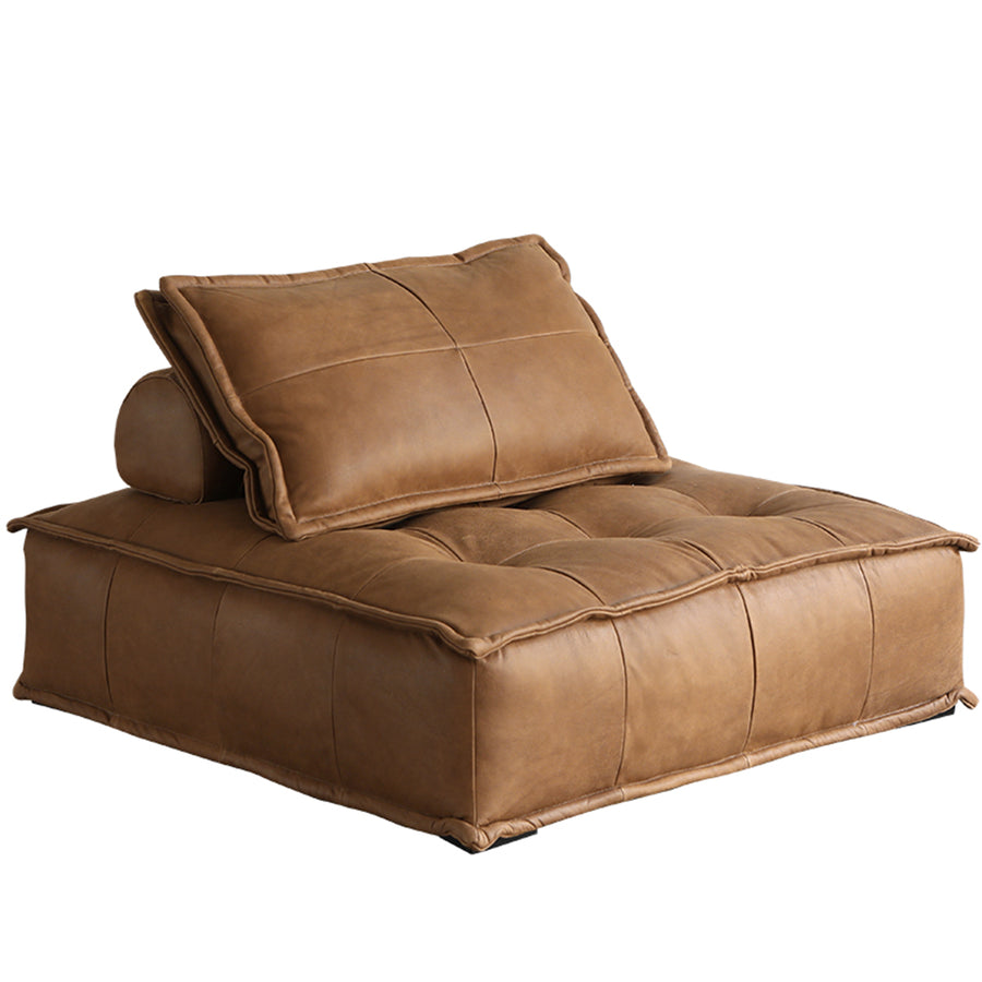 Vintage genuine leather 1 seater sofa element single in white background.