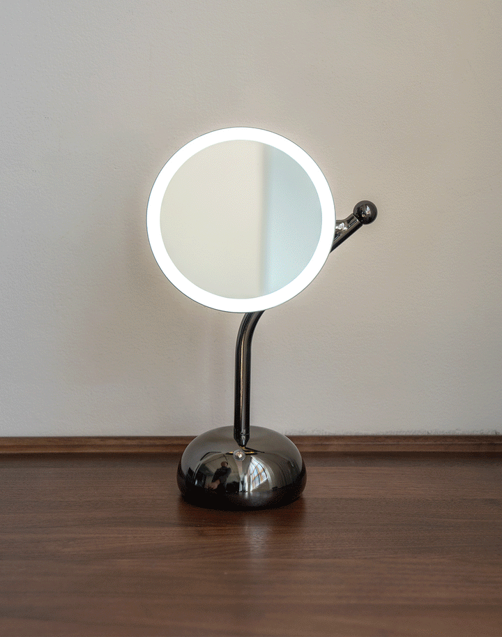Modern led dressing mirror moon in real life style.