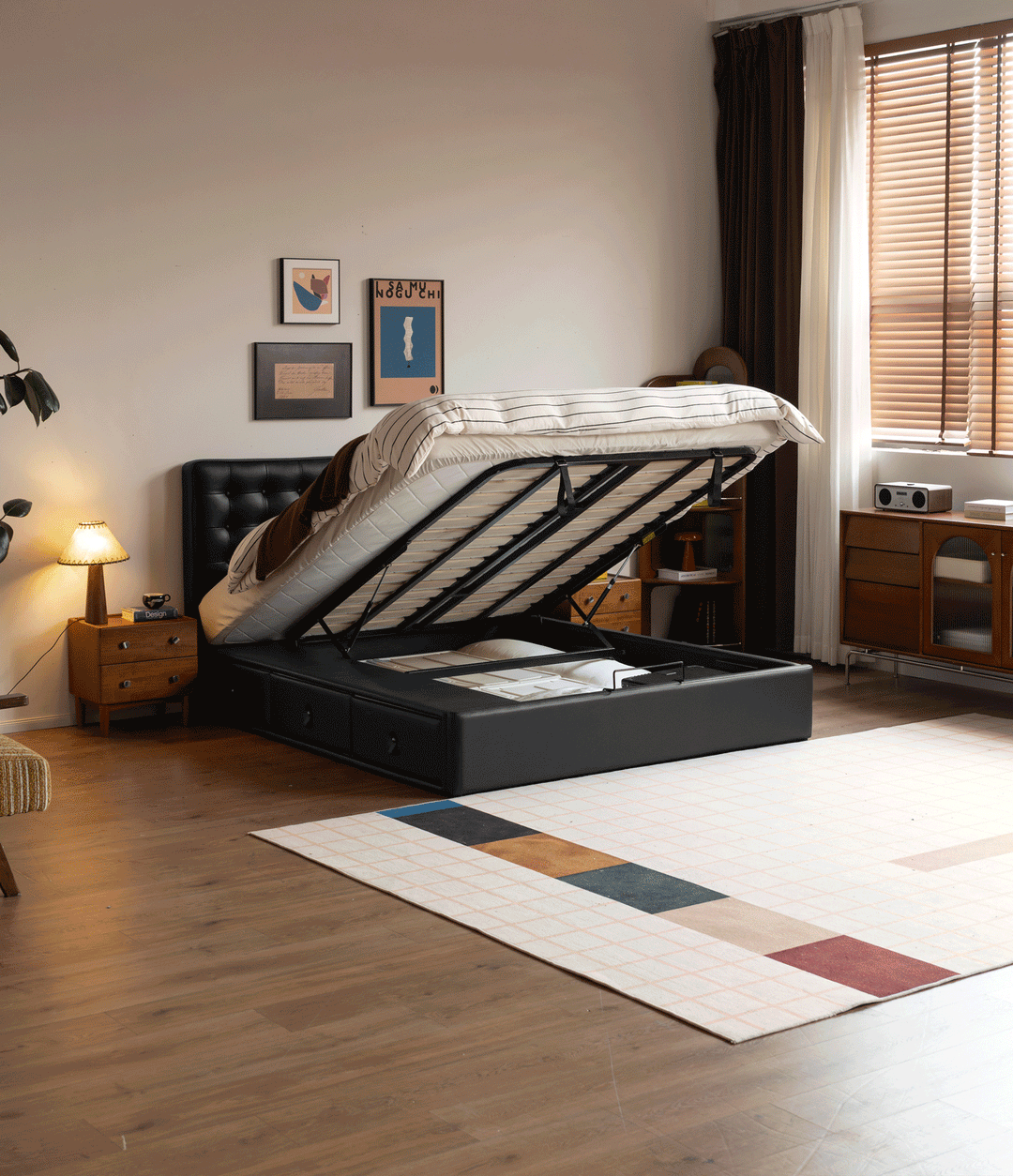 Vintage genuine leather storage bed waffle color swatches.