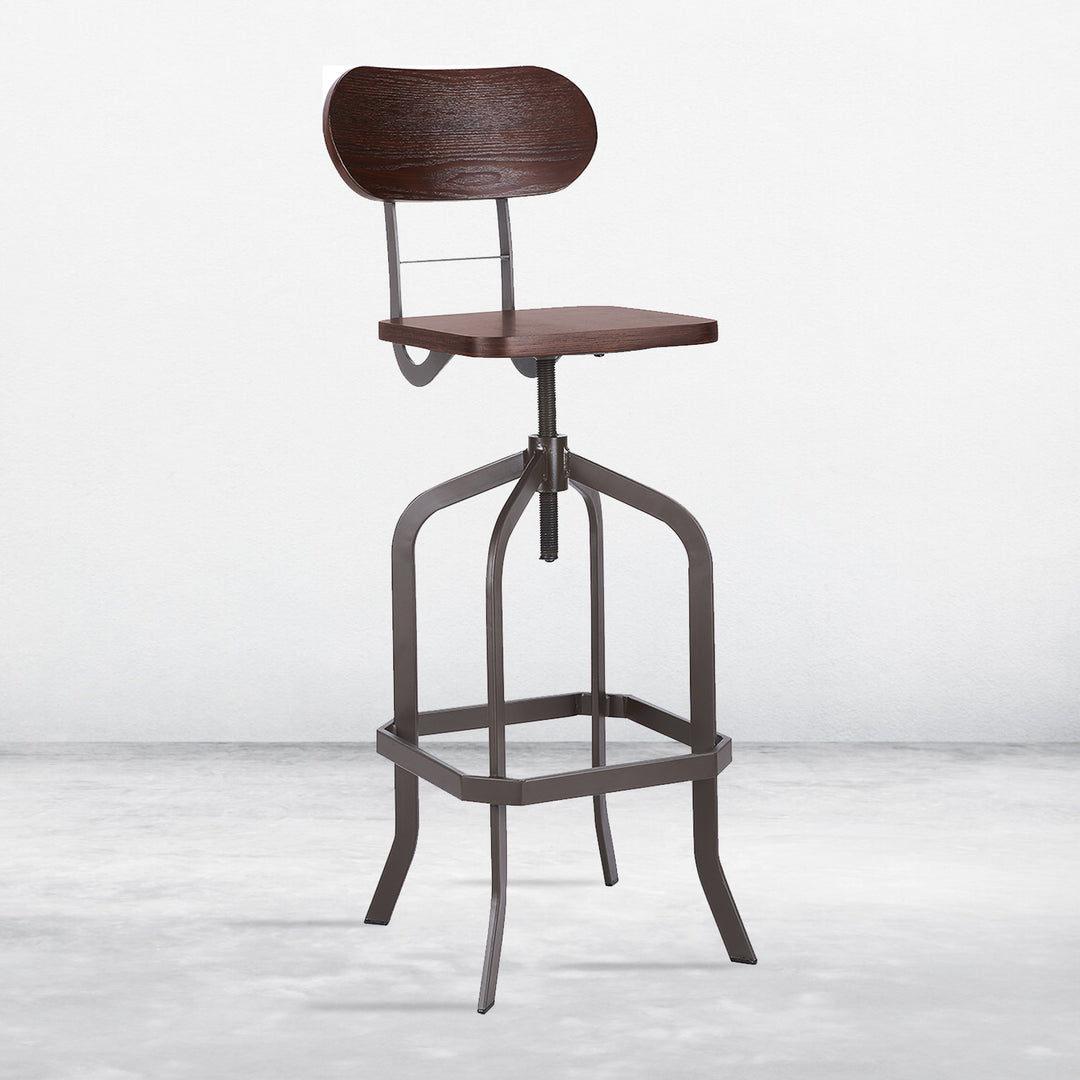 Industrial elm wood bar chair carl primary product view.