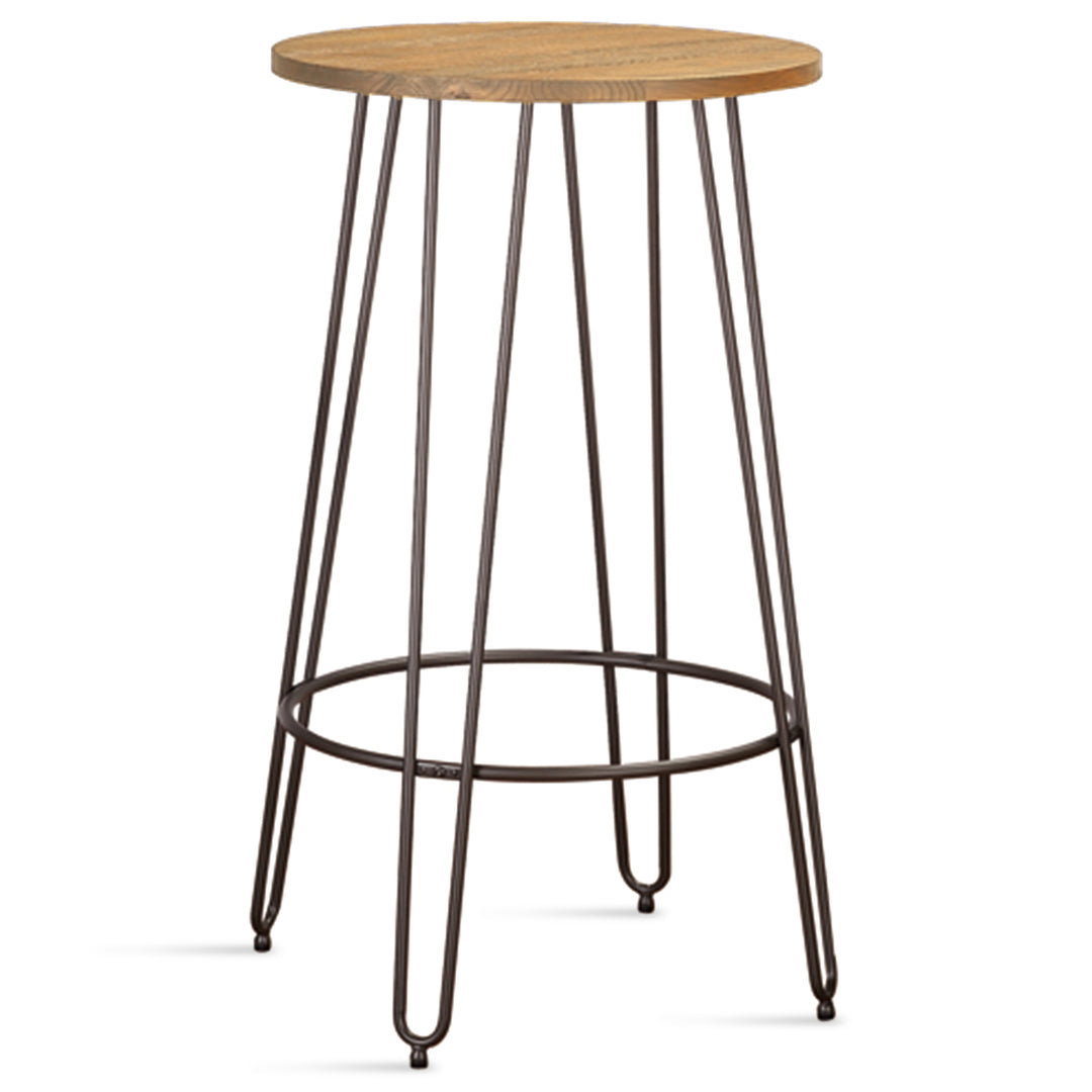 Industrial elm wood bar stool angela in panoramic view.