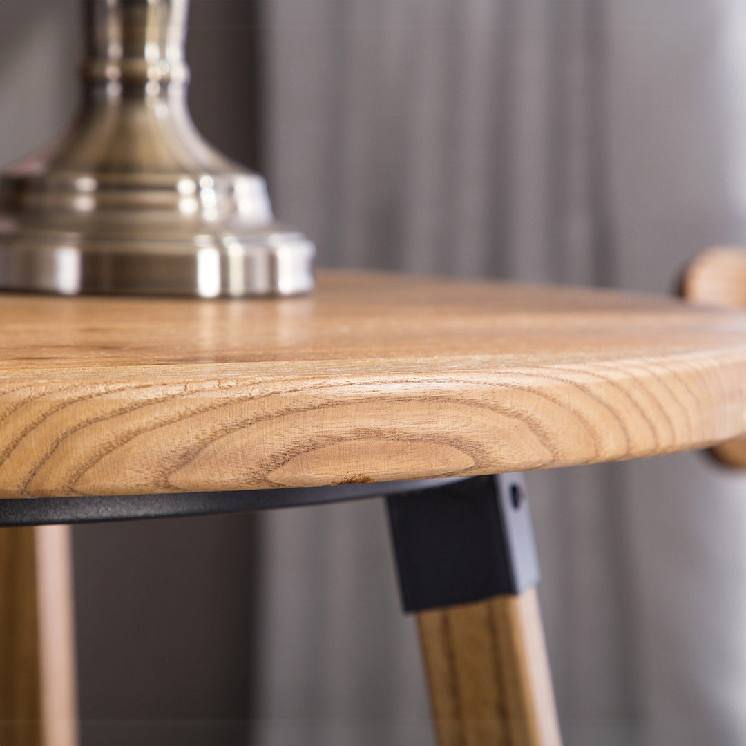 Industrial elm wood bar table herman in details.