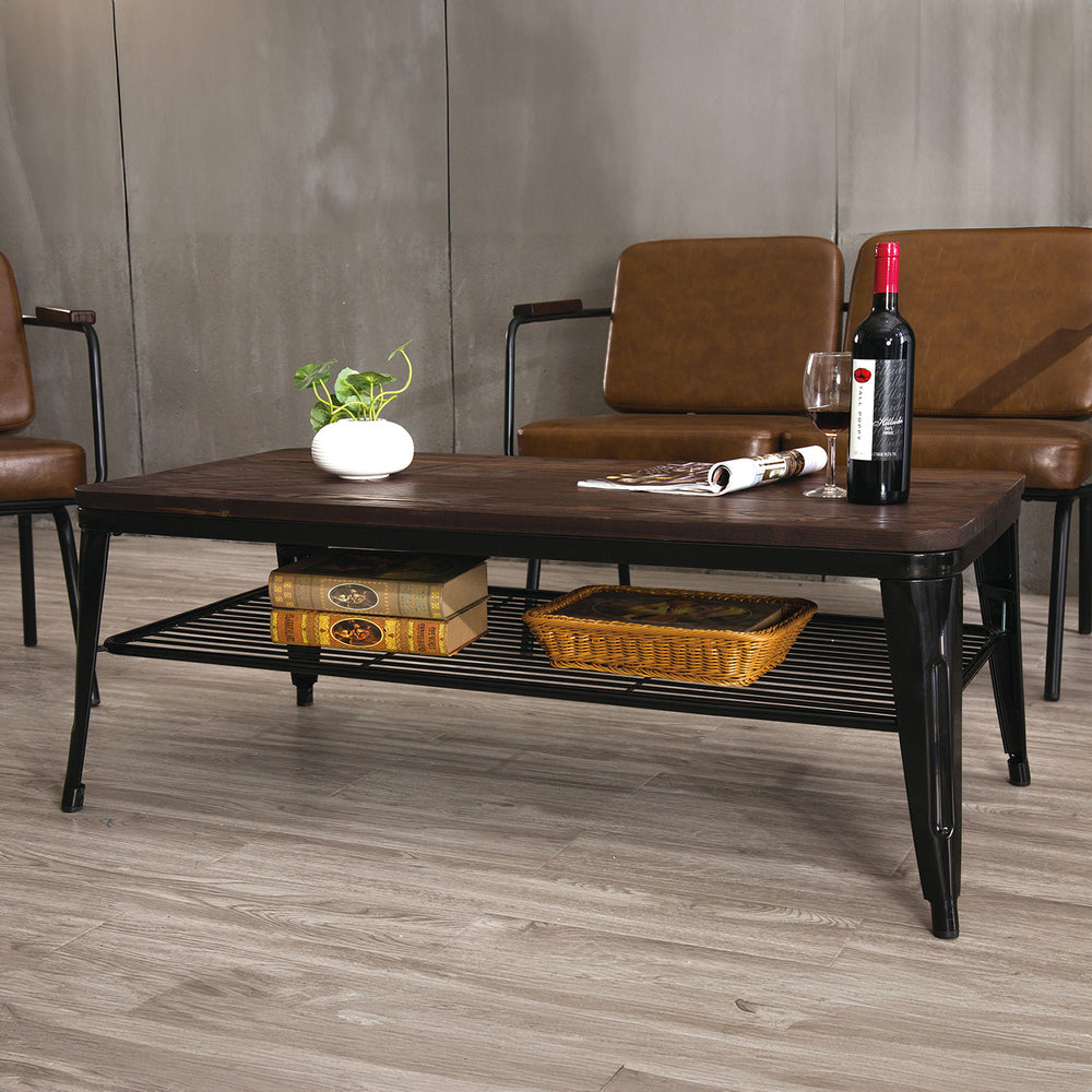 Industrial elm wood coffee table classic primary product view.