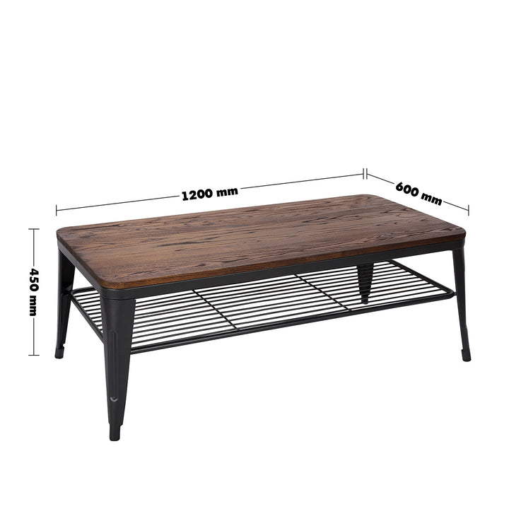 Industrial elm wood coffee table classic size charts.