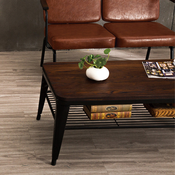 Industrial elm wood coffee table classic with context.