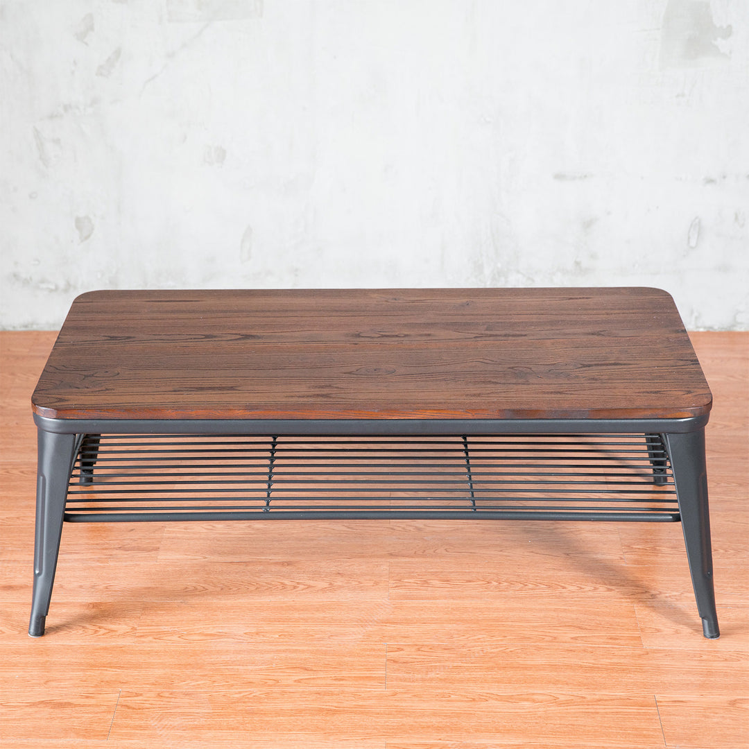 Industrial elm wood coffee table classic in details.