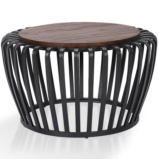 Industrial elm wood coffee table roman in white background.