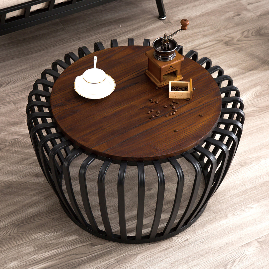 Industrial elm wood coffee table roman primary product view.