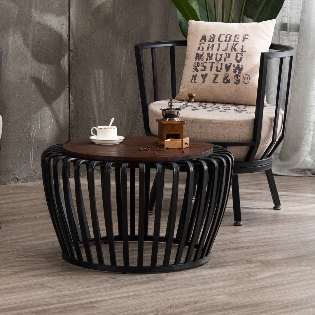 Industrial elm wood coffee table roman in details.