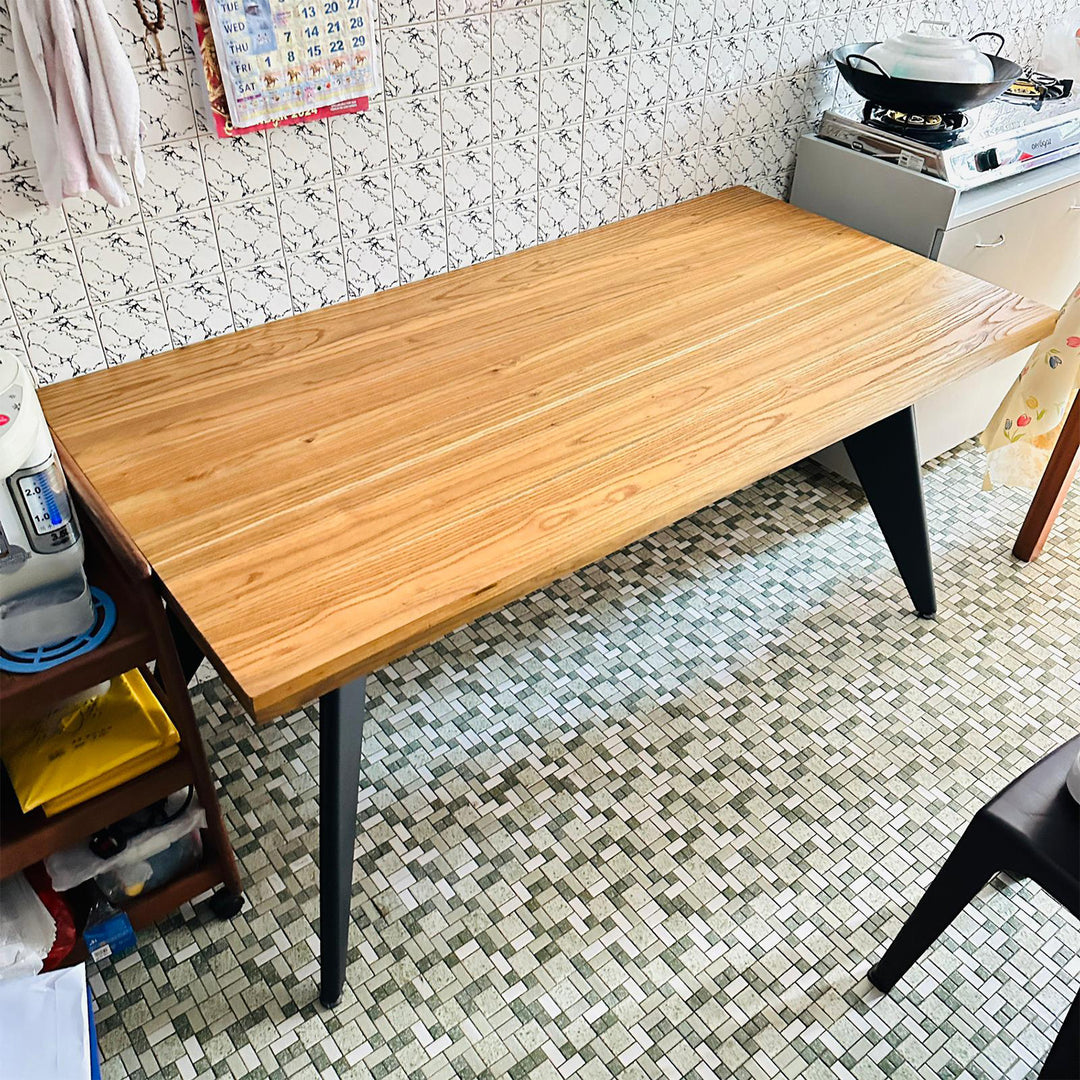 Industrial elm wood dining table ran situational feels.