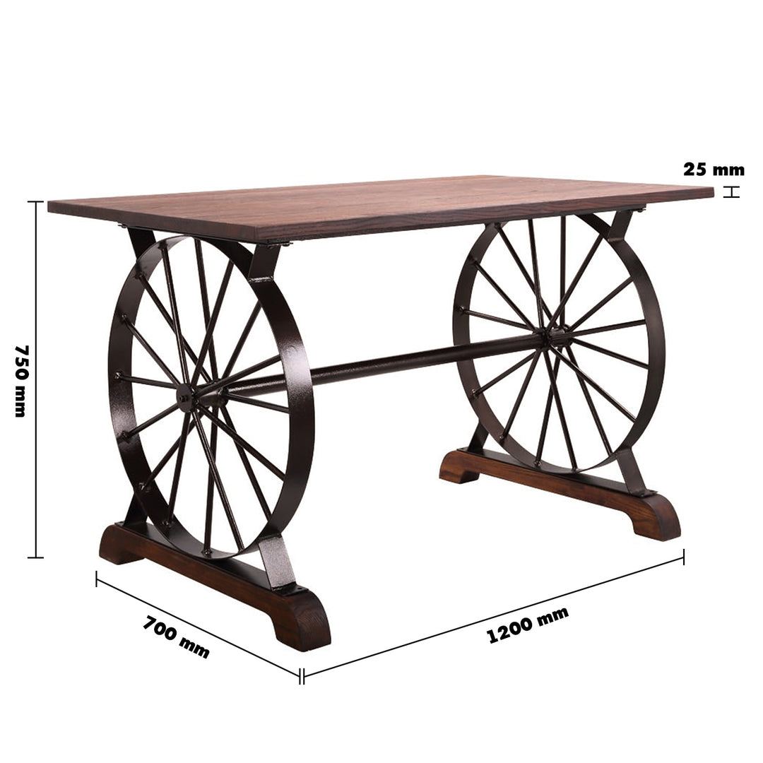 Industrial elm wood dining table wheel size charts.