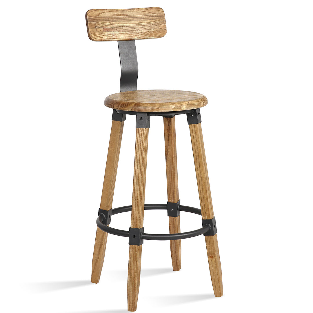 Industrial elm wood round bar stool herman conceptual design.