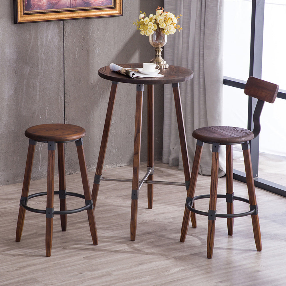 Industrial elm wood round bar stool herman primary product view.