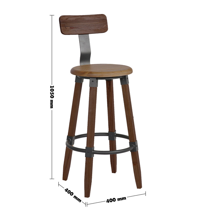 Industrial elm wood round bar stool herman size charts.