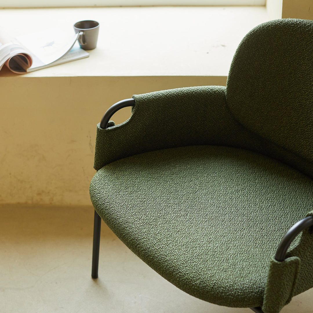 Industrial fabric dining chair clo in still life.