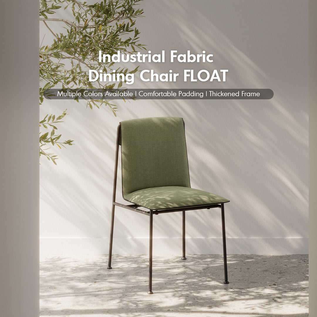 Industrial fabric dining chair float material variants.