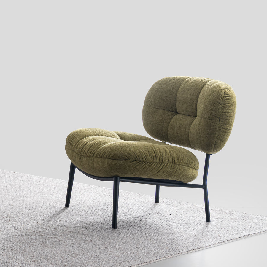Industrial linen fabric 1 seater sofa luka luka primary product view.