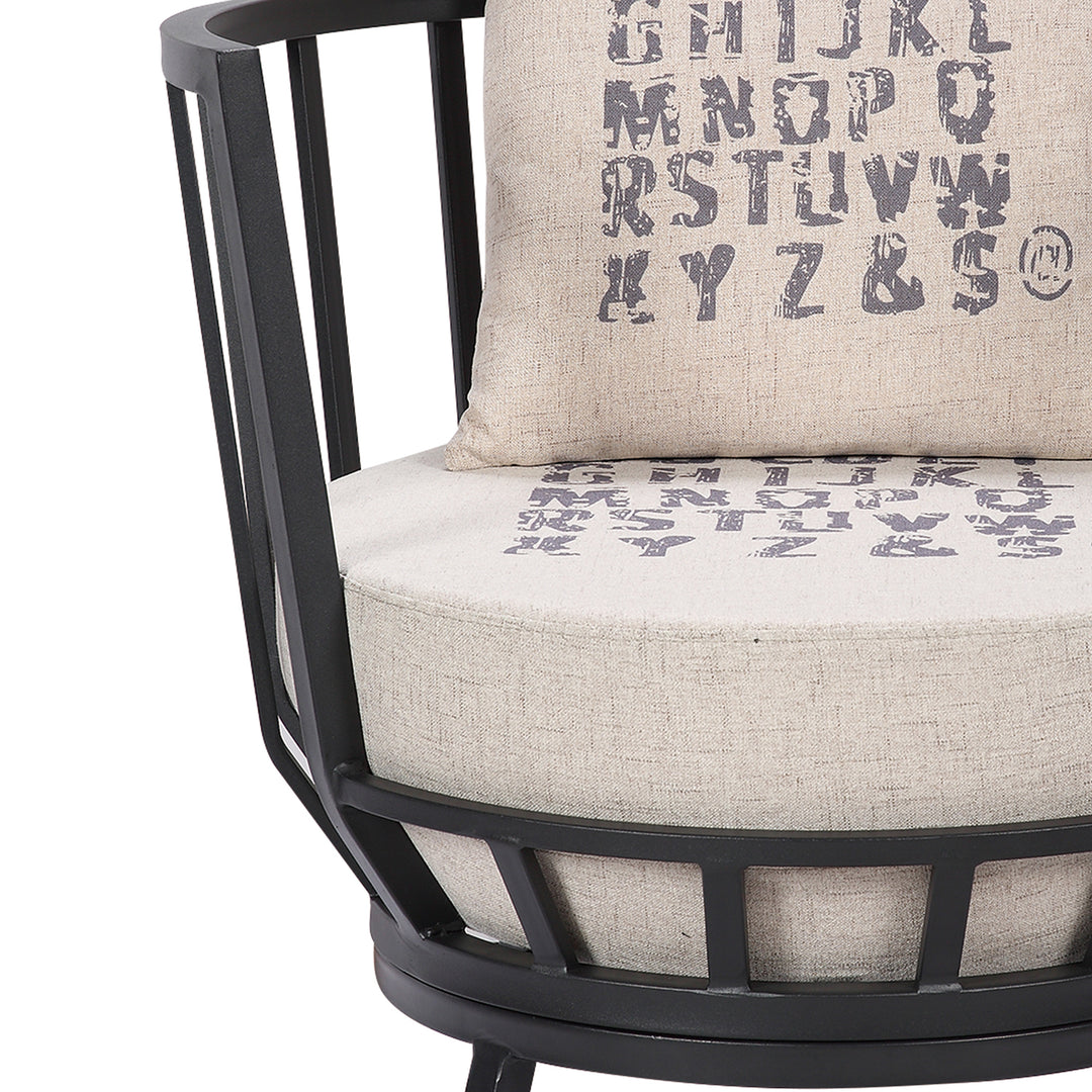 Industrial mixed weave fabric 1 seater sofa letter situational feels.