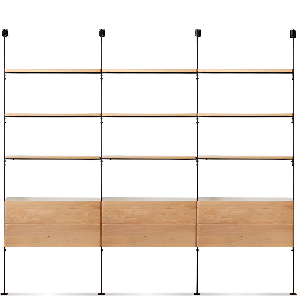 Industrial oak wood wall mounted shelf bookshelf shelfix in white background.