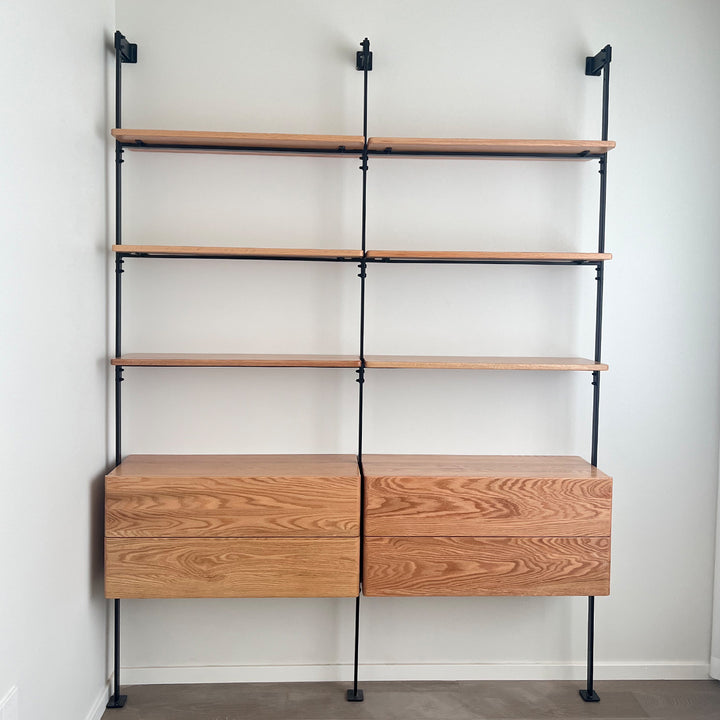 Industrial oak wood wall mounted shelf bookshelf shelfix detail 4.