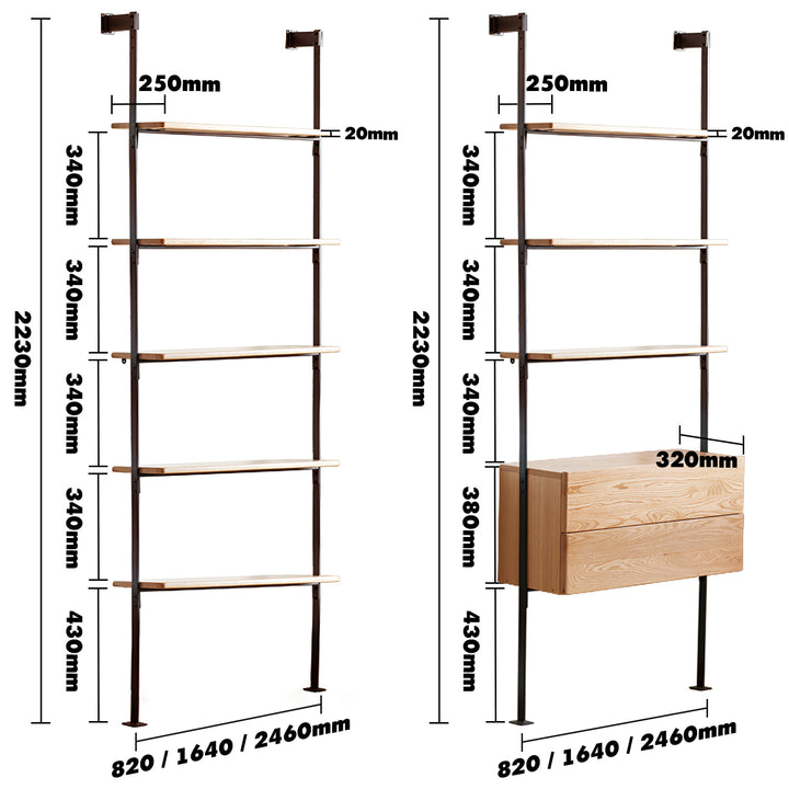 Industrial oak wood wall mounted shelf bookshelf shelfix size charts.