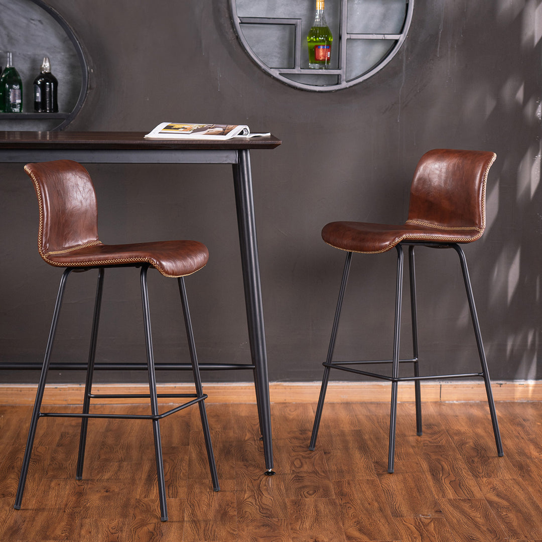 Industrial pu leather bar chair stitch primary product view.