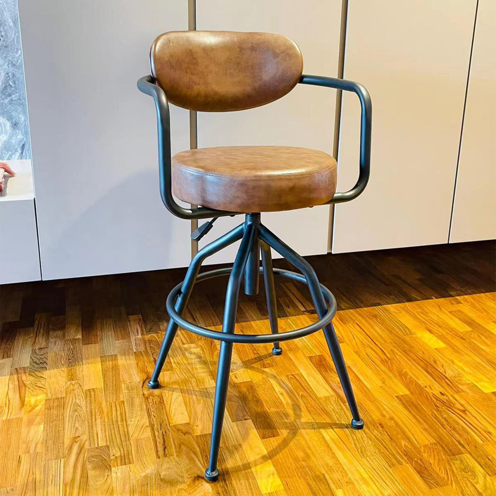 Industrial pu leather bar stool abner primary product view.