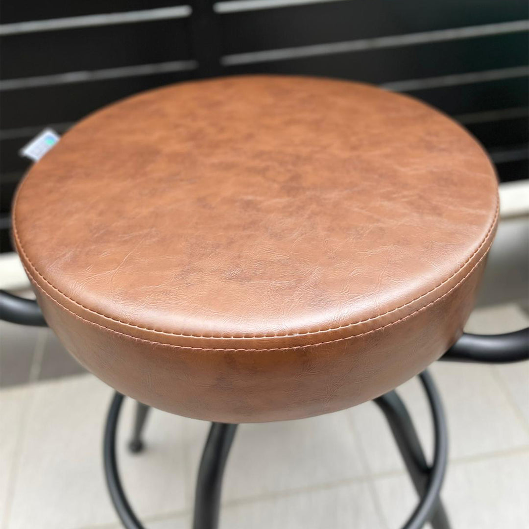 Industrial pu leather bar stool abner in real life style.