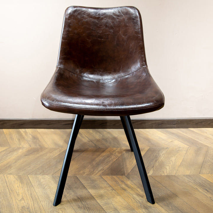 Industrial pu leather dining chair alve in panoramic view.