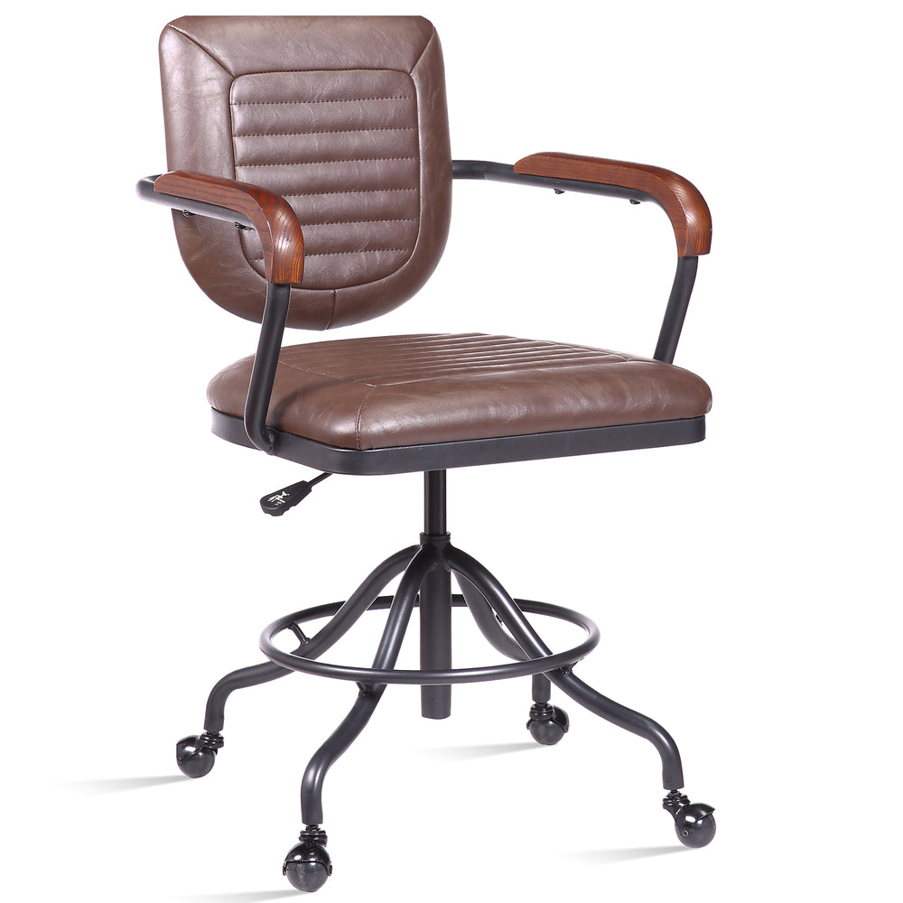 Industrial pu leather study chair baron in white background.