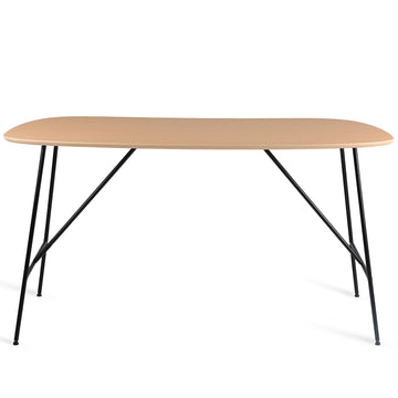 Industrial wood study table tolaro in white background.