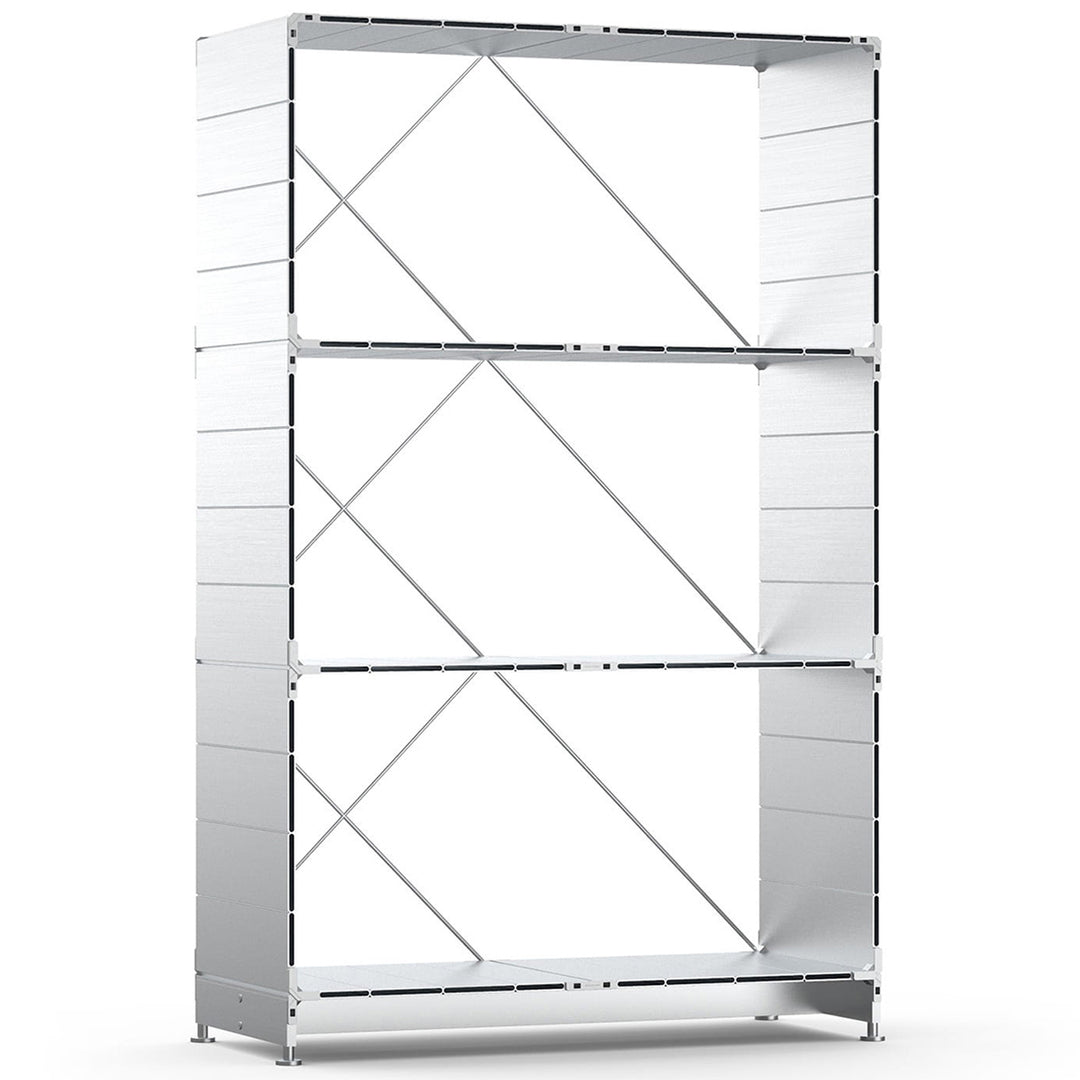 Industrial aluminium bookshelf cube primary product view.