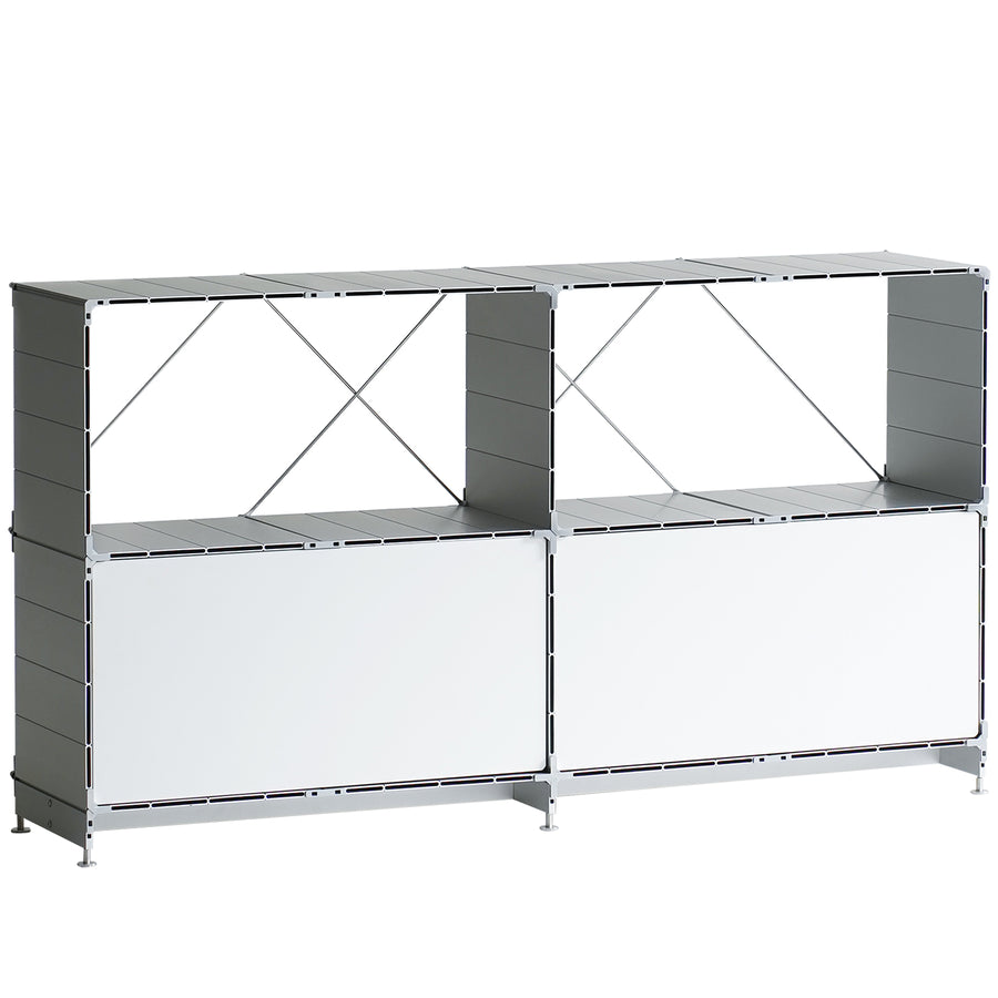 Industrial aluminium side cabinet cube in white background.