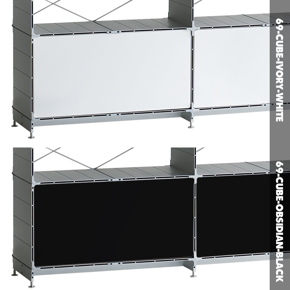 Bauhaus aluminium tv console cube color swatches.