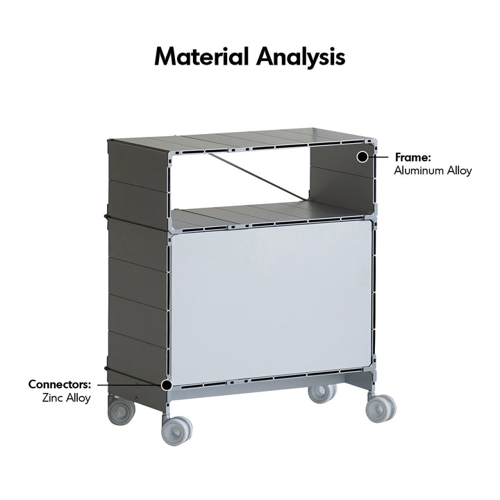 Industrial Aluminium Wheeled Trolley Side Table CUBE