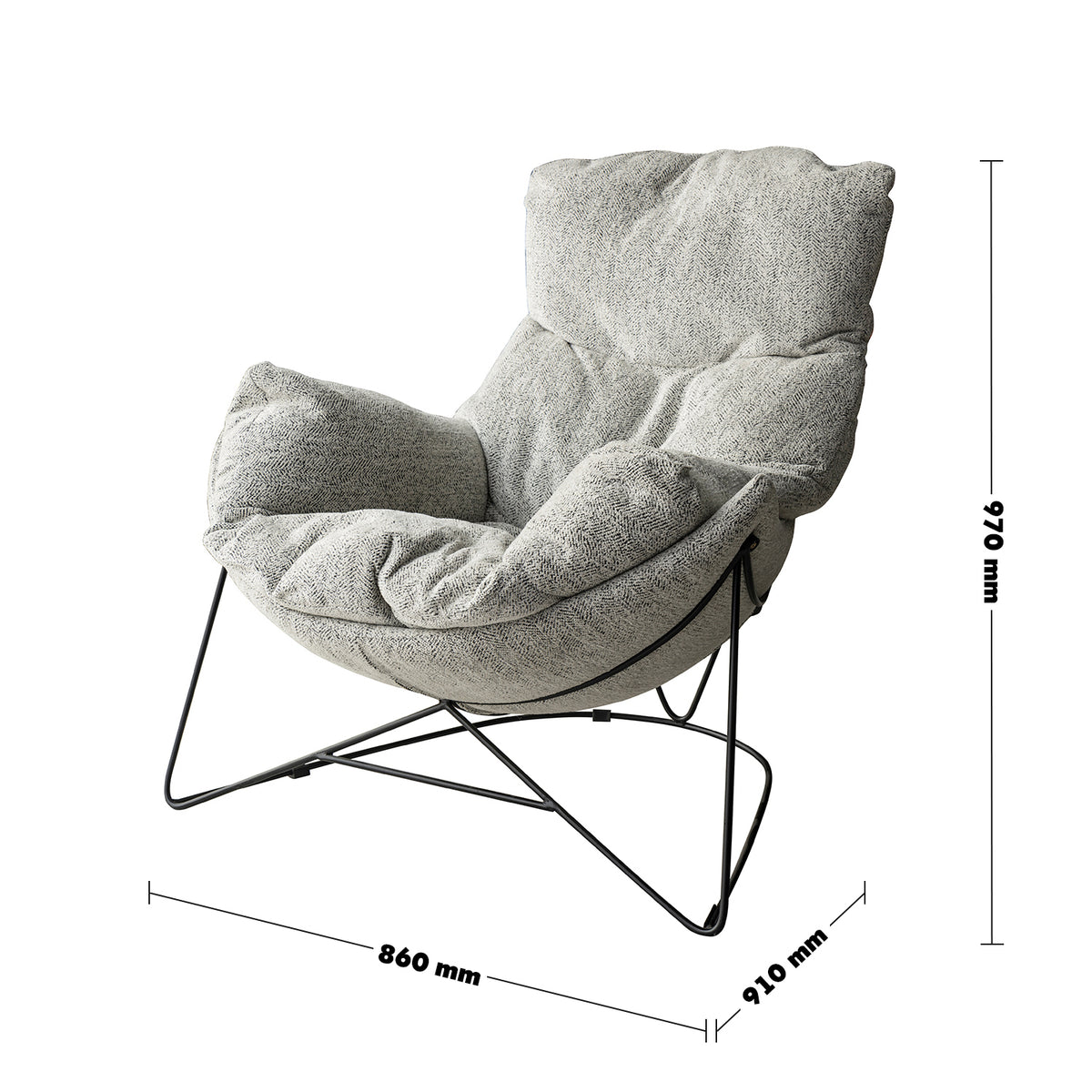 Industrial mixed weave fabric 1 seater sofa chair pomp size charts.