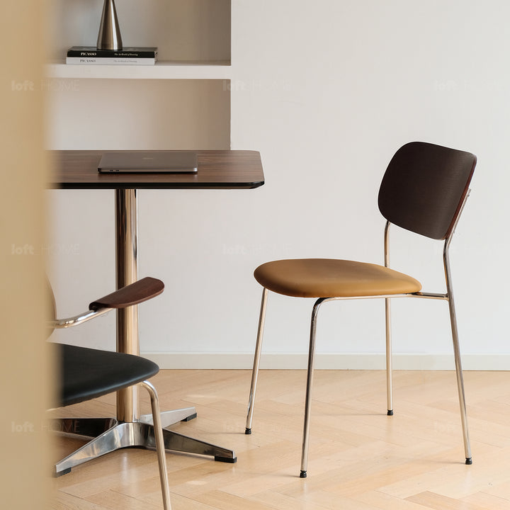 Industrial pu leather dining chair nika material variants.