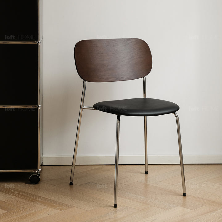 Industrial pu leather dining chair nika in real life style.