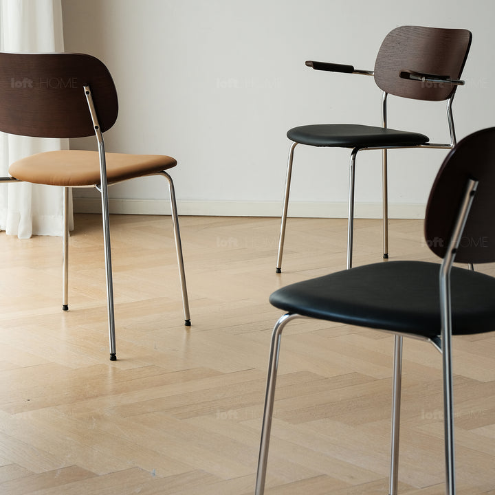 Industrial pu leather dining chair with armrest nika situational feels.