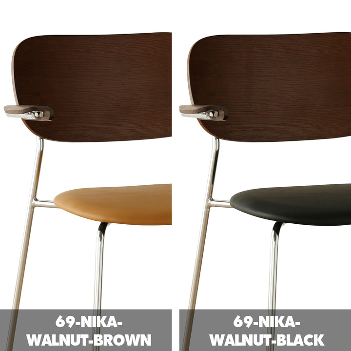 Industrial pu leather dining chair with armrest nika color swatches.