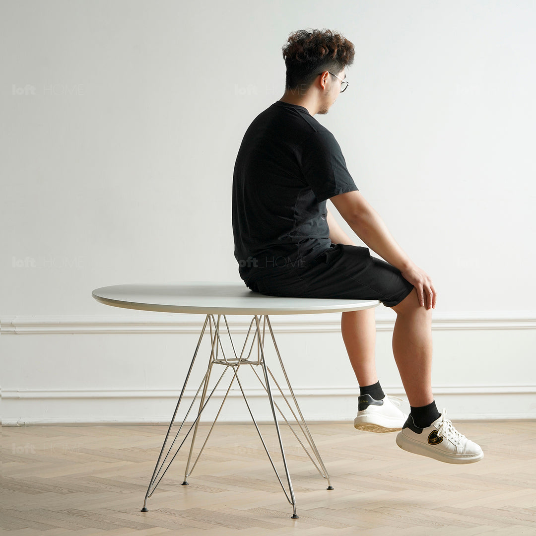 Industrial plywood steel dining table eames detail 3.