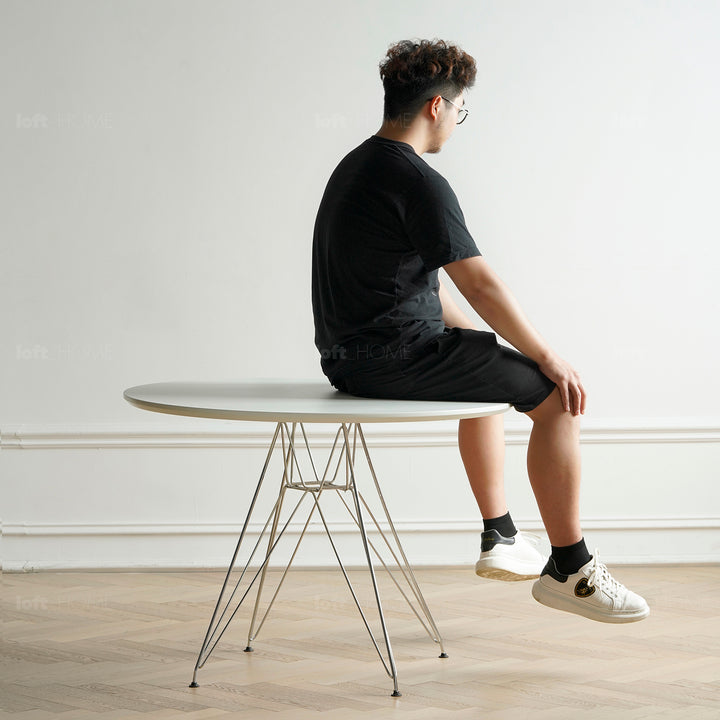 Industrial plywood steel dining table eames detail 3.