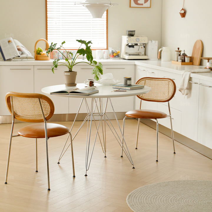 Industrial plywood steel dining table eames color swatches.